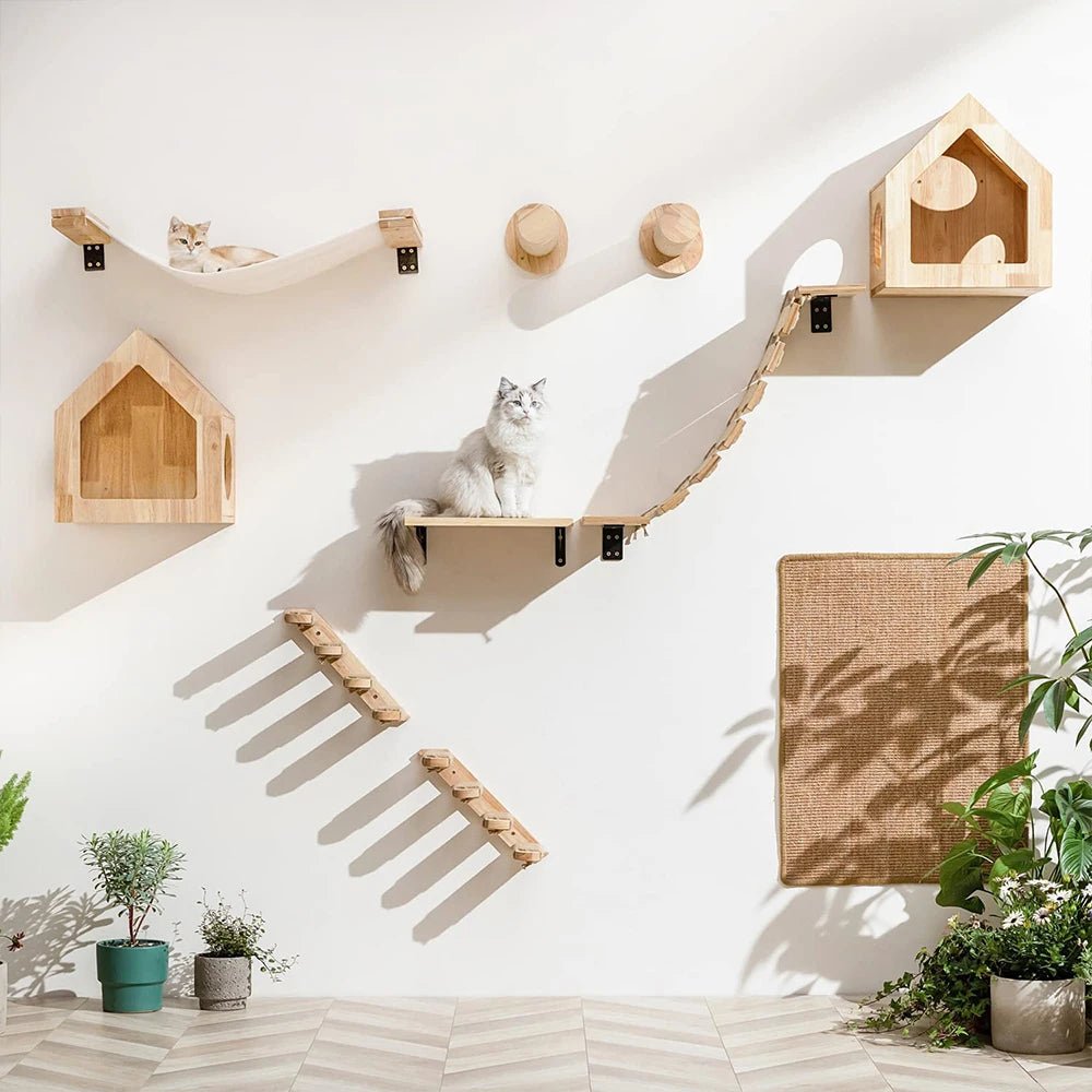 FelineVista Wooden Cat Wall Shelves with Soft Padding