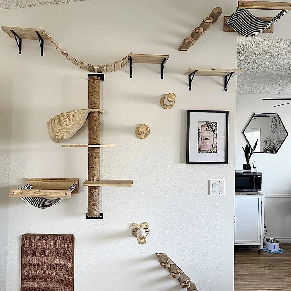 FelineVista Wooden Cat Wall Shelves with Soft Padding