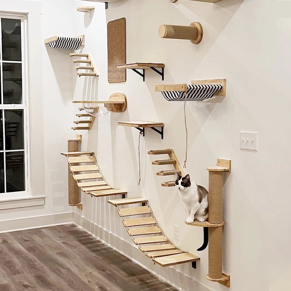 FelineVista Wooden Cat Wall Shelves with Soft Padding