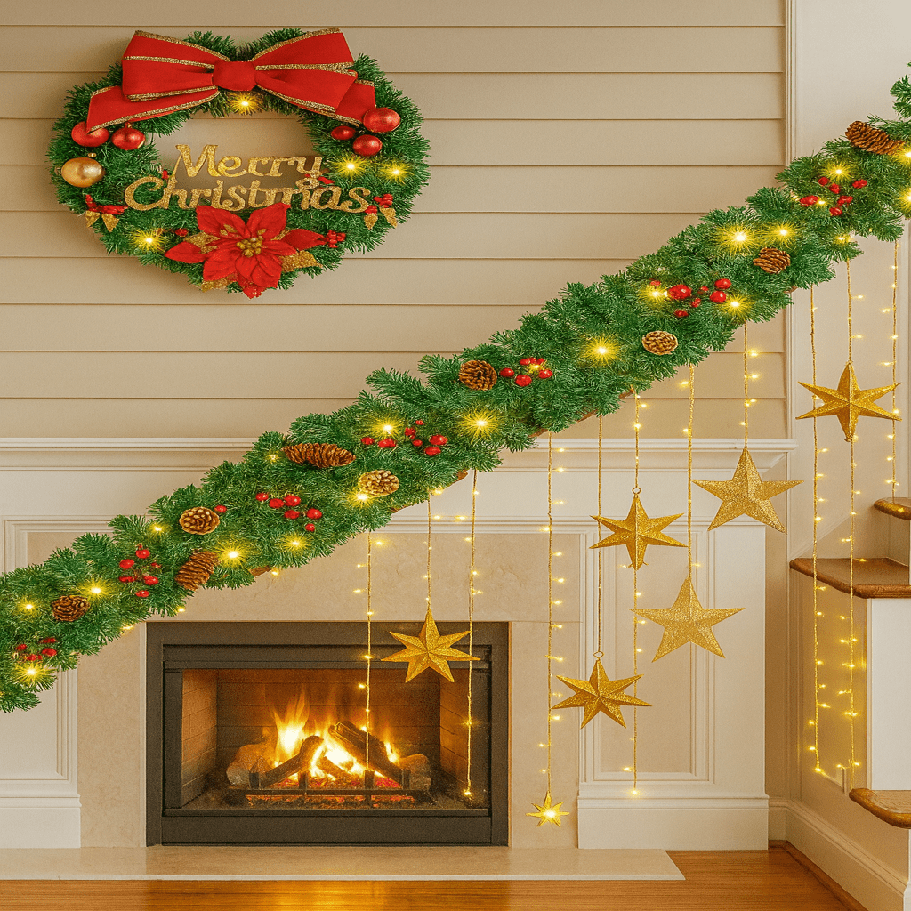 TwinkleFest Illuminated Holiday Garland with Timer Feature