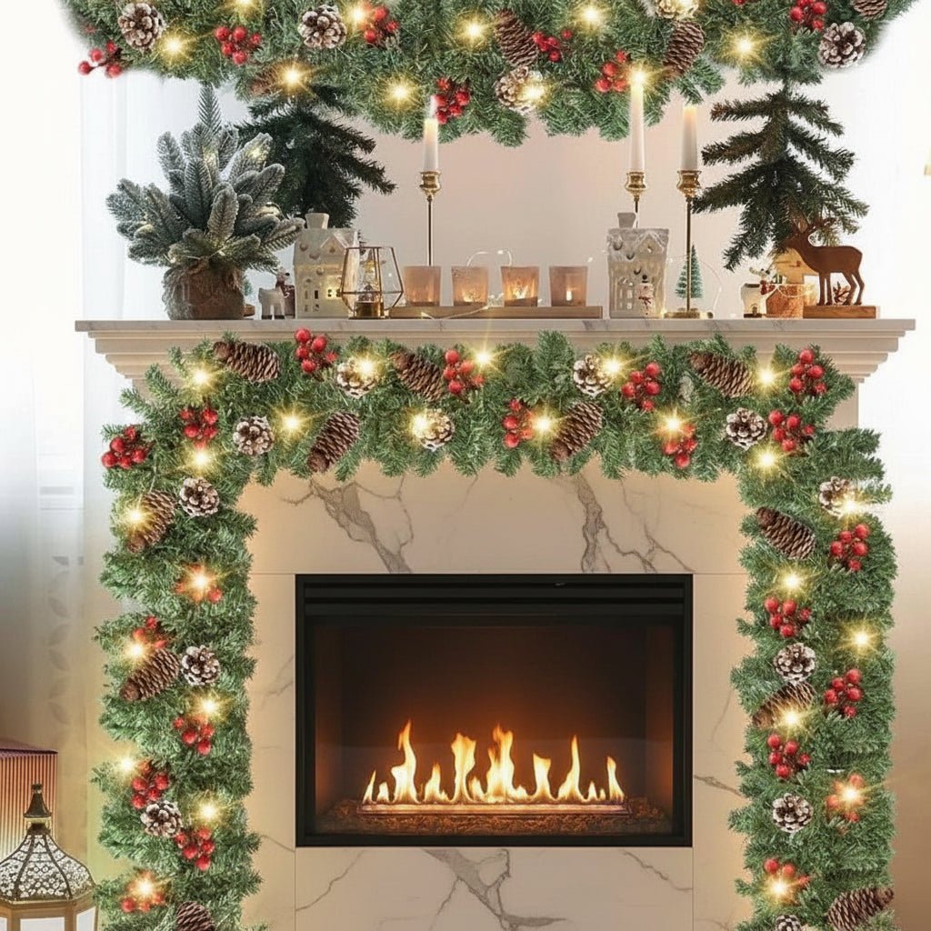 TwinkleFest Illuminated Holiday Garland with Timer Feature