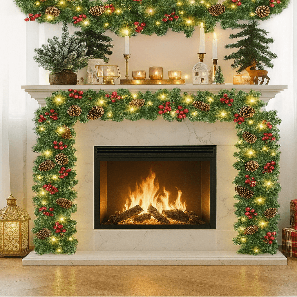 TwinkleFest Illuminated Holiday Garland with Timer Feature