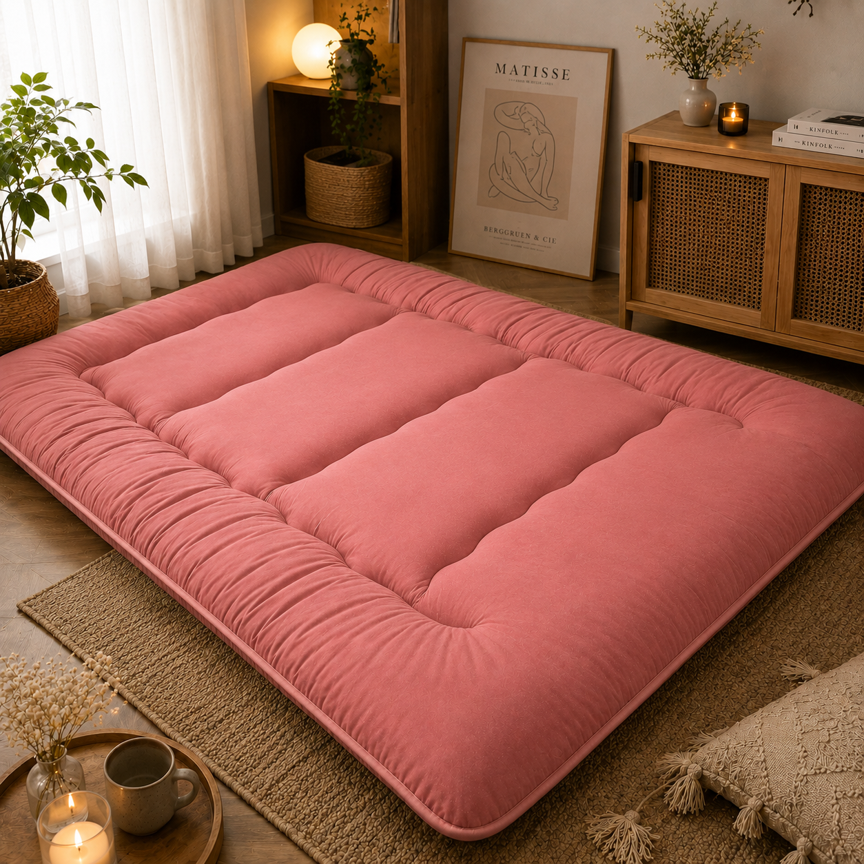 Foldable Tatami Mattress Pad, 4-Inch Thick Floor Bed for Adults & Kids