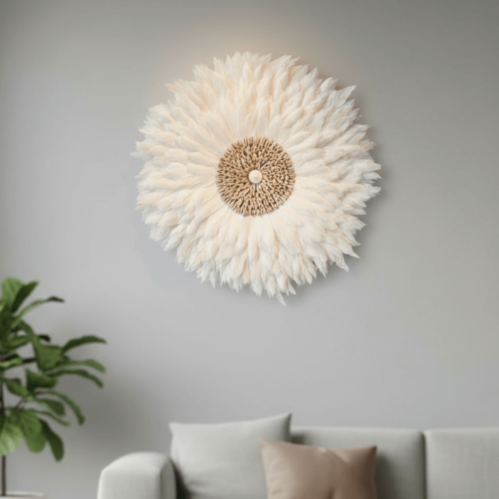 Whimsical White Feather Wall Art for Chic Interiors
