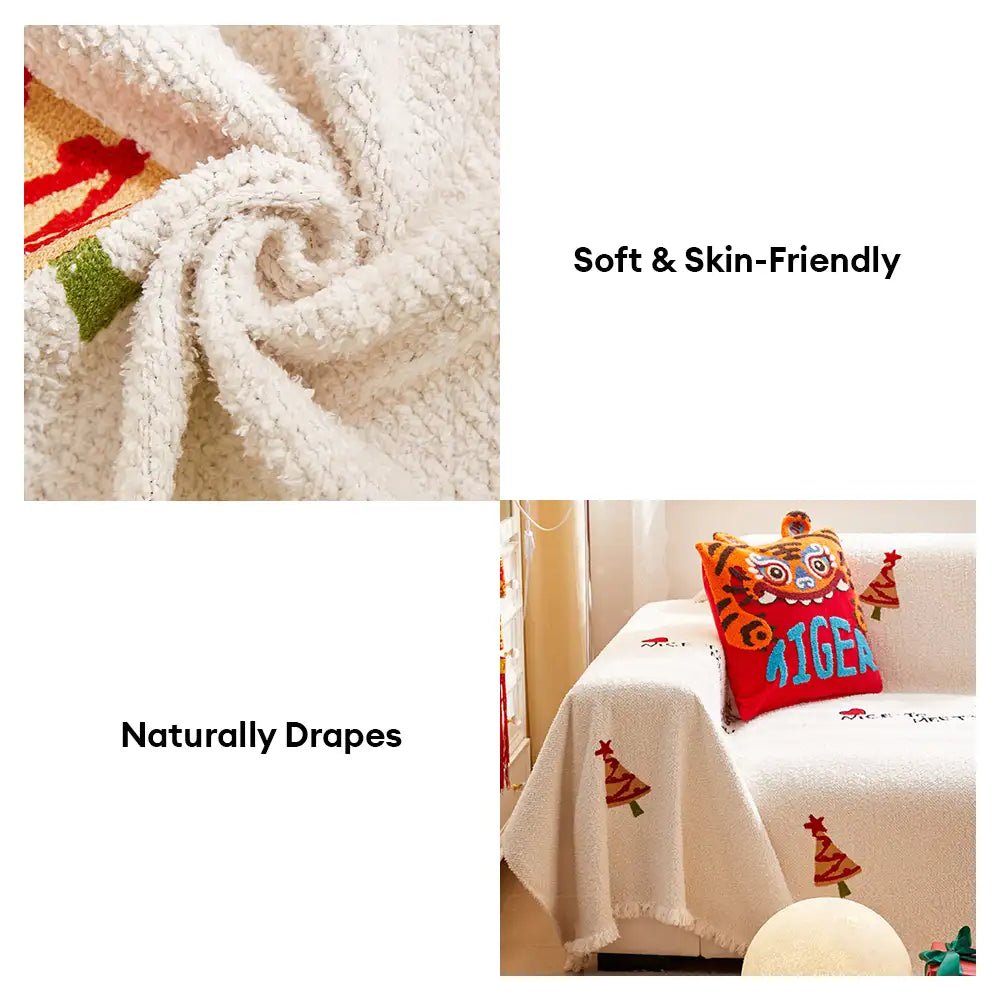 Cozy Christmas Fleece Blanket with Charming Tree Design