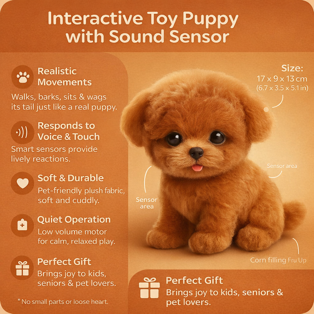 Lifelike Interactive Puppy Plush Toy with Sound Features