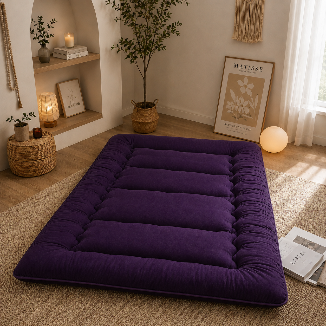 Foldable Tatami Mattress Pad, 4-Inch Thick Floor Bed for Adults & Kids