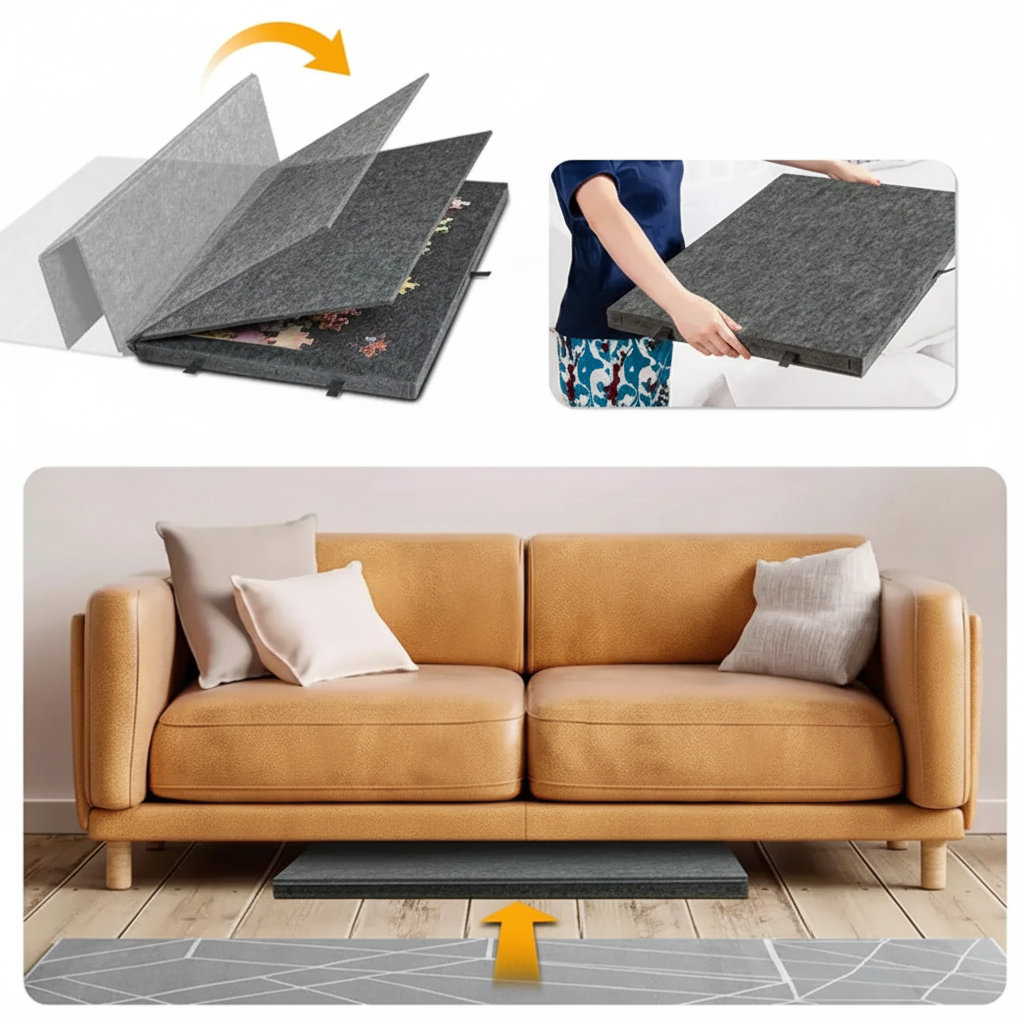 Versatile Puzzle Organizer with Adjustable Surface and Storage