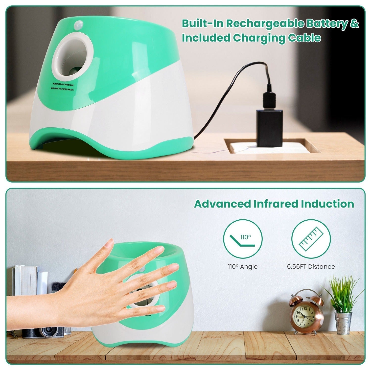 Dog Ball Launcher with Automatic Function | 3 Distance Options | Infrared Safety | 5-Hour Battery Life | Comes with 6 Balls