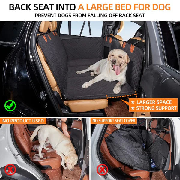 Waterproof Dog Car Seat Cover with Hard Bottom for Pet Comfort