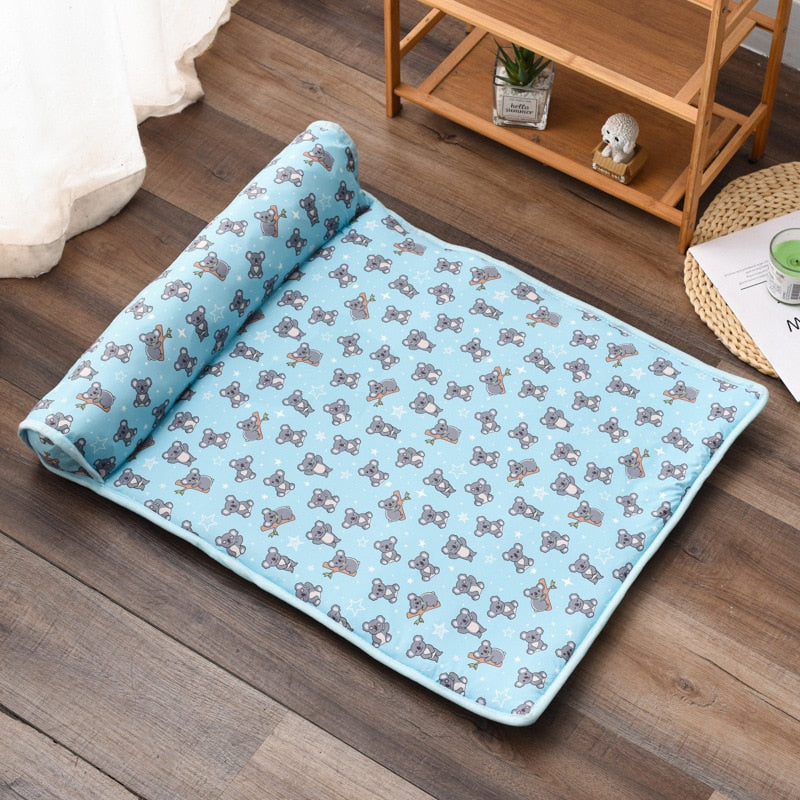 Self-Cooling Pet Bed with Plush Cushion - Breathable Summer Comfort