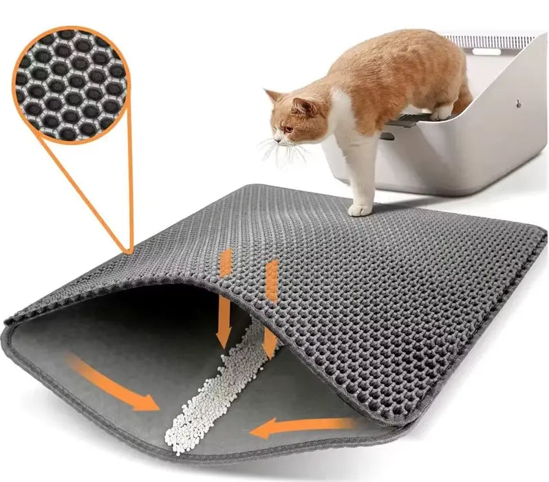Cat Litter Mat with Dual-Layer Construction, Water-Resistant, Machine Washable