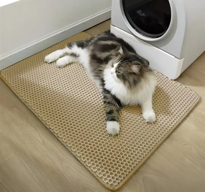 Cat Litter Mat with Dual-Layer Construction, Water-Resistant, Machine Washable