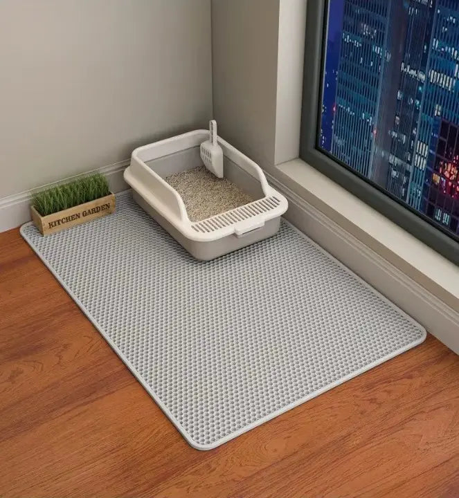 Cat Litter Mat with Dual-Layer Construction, Water-Resistant, Machine Washable