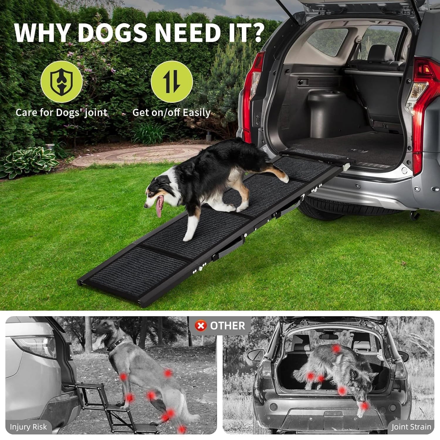 Folding Dog Ramp for Bed and Car – Lightweight, Non-Slip Pet Access