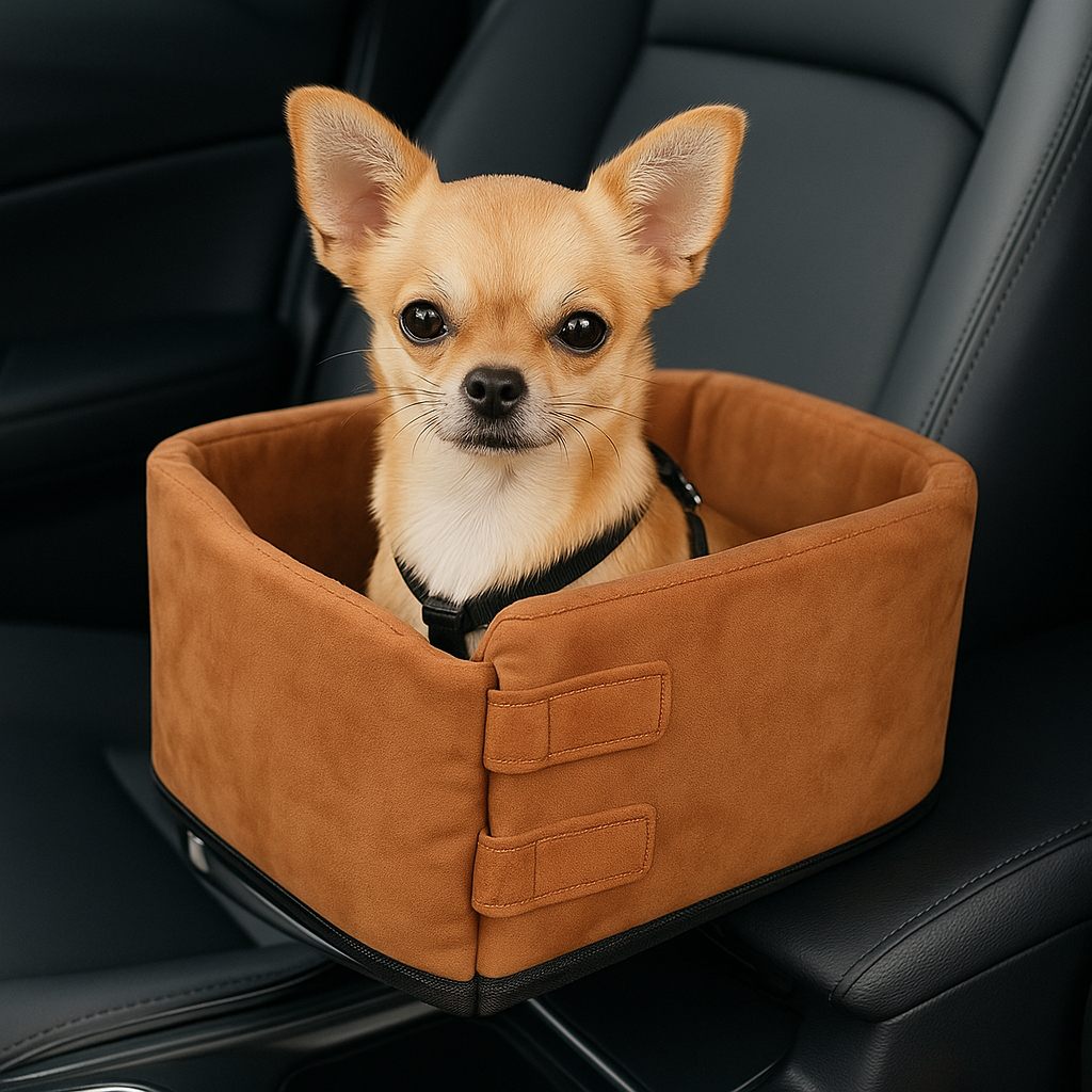 Soft Padded Pet Car Seat with Safety Harness – Travel Booster for Dogs and Cats