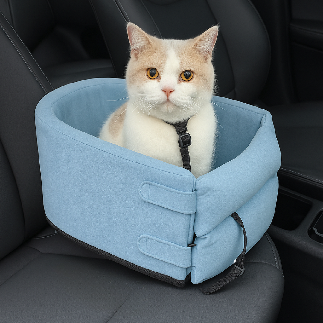 Soft Padded Pet Car Seat with Safety Harness – Travel Booster for Dogs and Cats