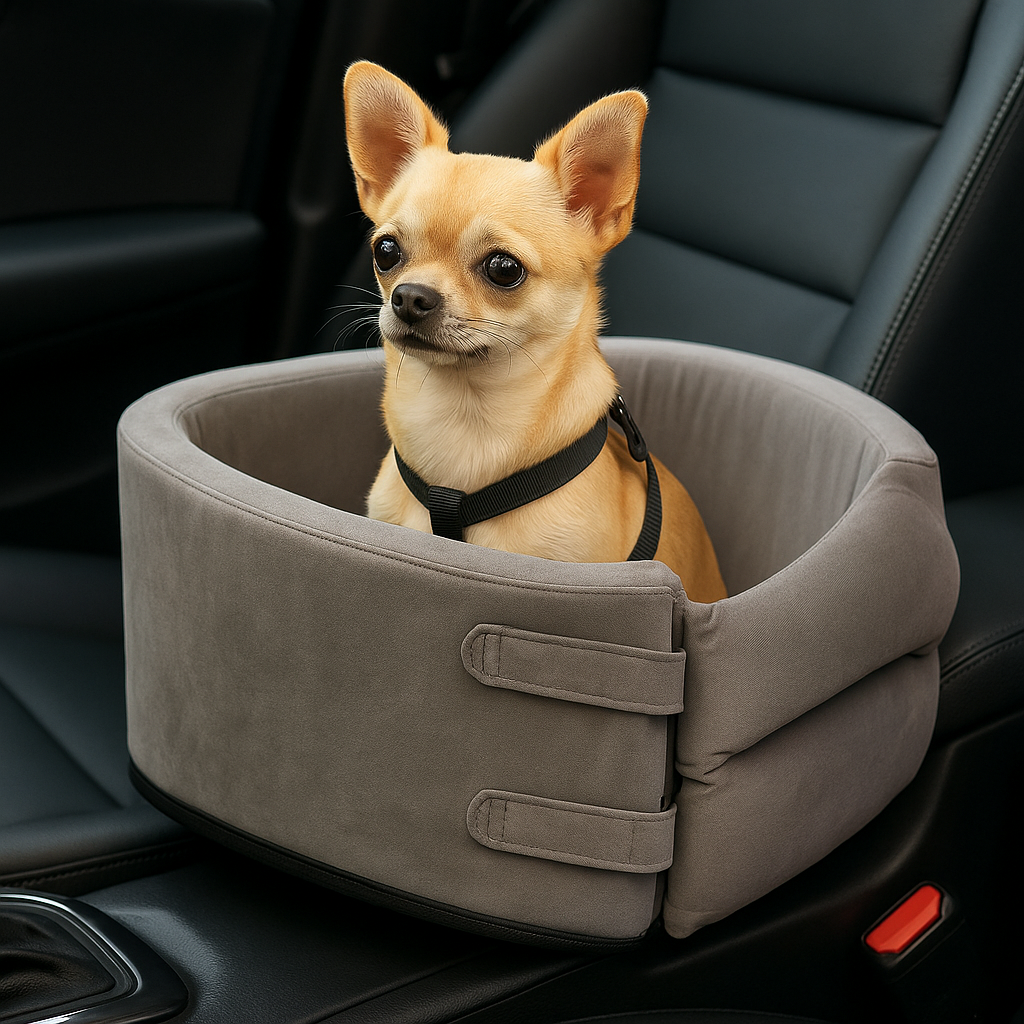 Soft Padded Pet Car Seat with Safety Harness – Travel Booster for Dogs and Cats