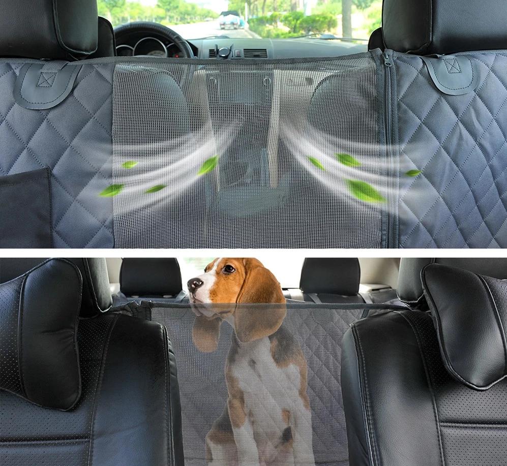 Dog Car Seat Cover for Pets – Eco-Friendly Design with Safety Clips & Mesh Center