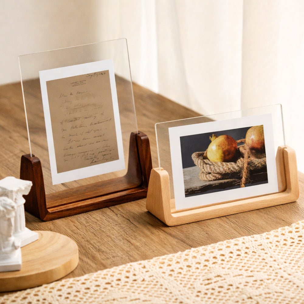 Elegant Acrylic Frame with Sturdy Wooden Base