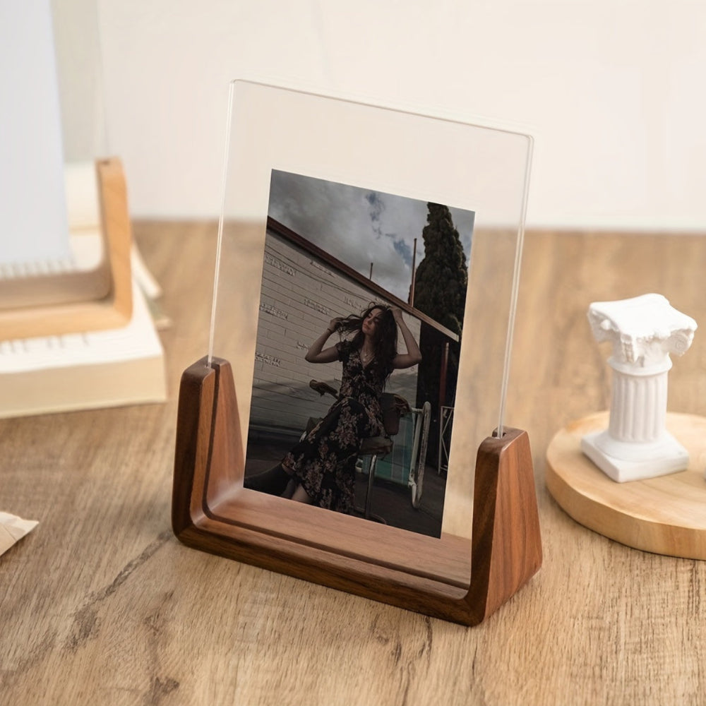 Elegant Acrylic Frame with Sturdy Wooden Base