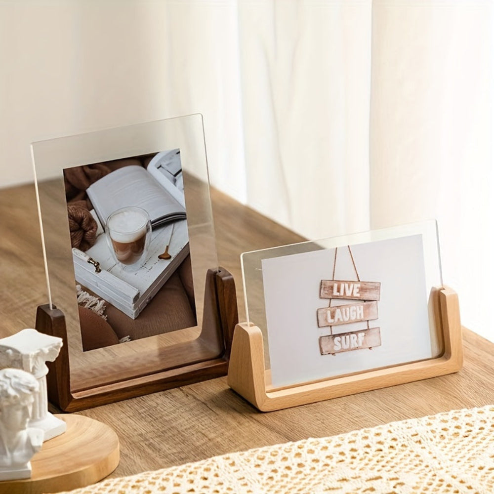 Elegant Acrylic Frame with Sturdy Wooden Base