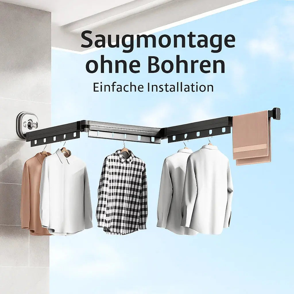 Space-Saving Wall-Mounted Drying Rack – No Drilling Needed