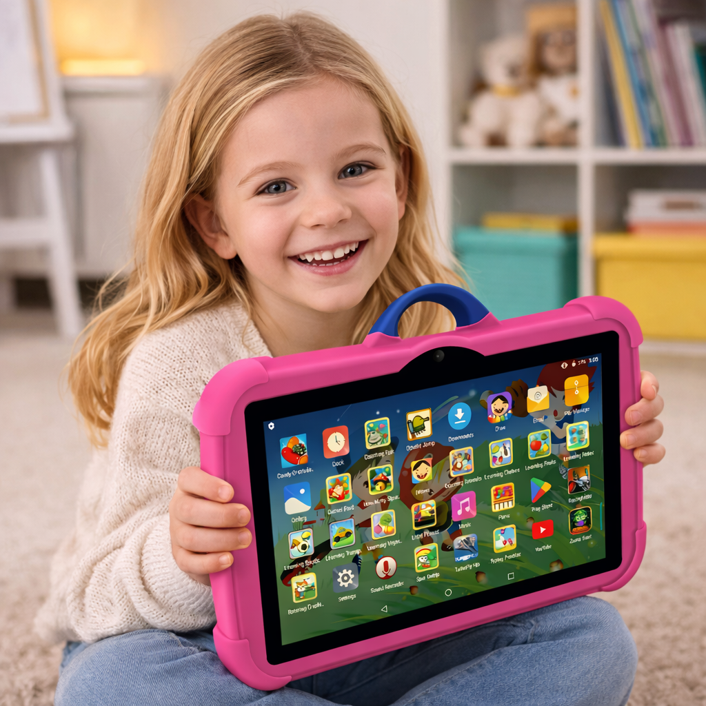 Android 13 Kids Tablet with Quad-Core, 4GB RAM, 64GB Storage & Shockproof Case