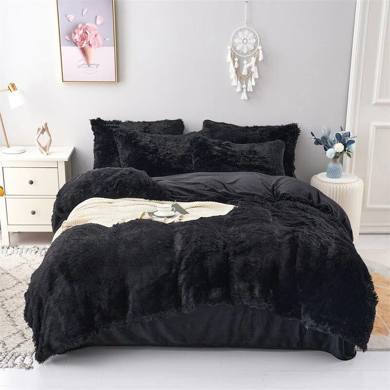 Velvet Fleece Backed Plush Duvet Cover Set for All-Season Comfort