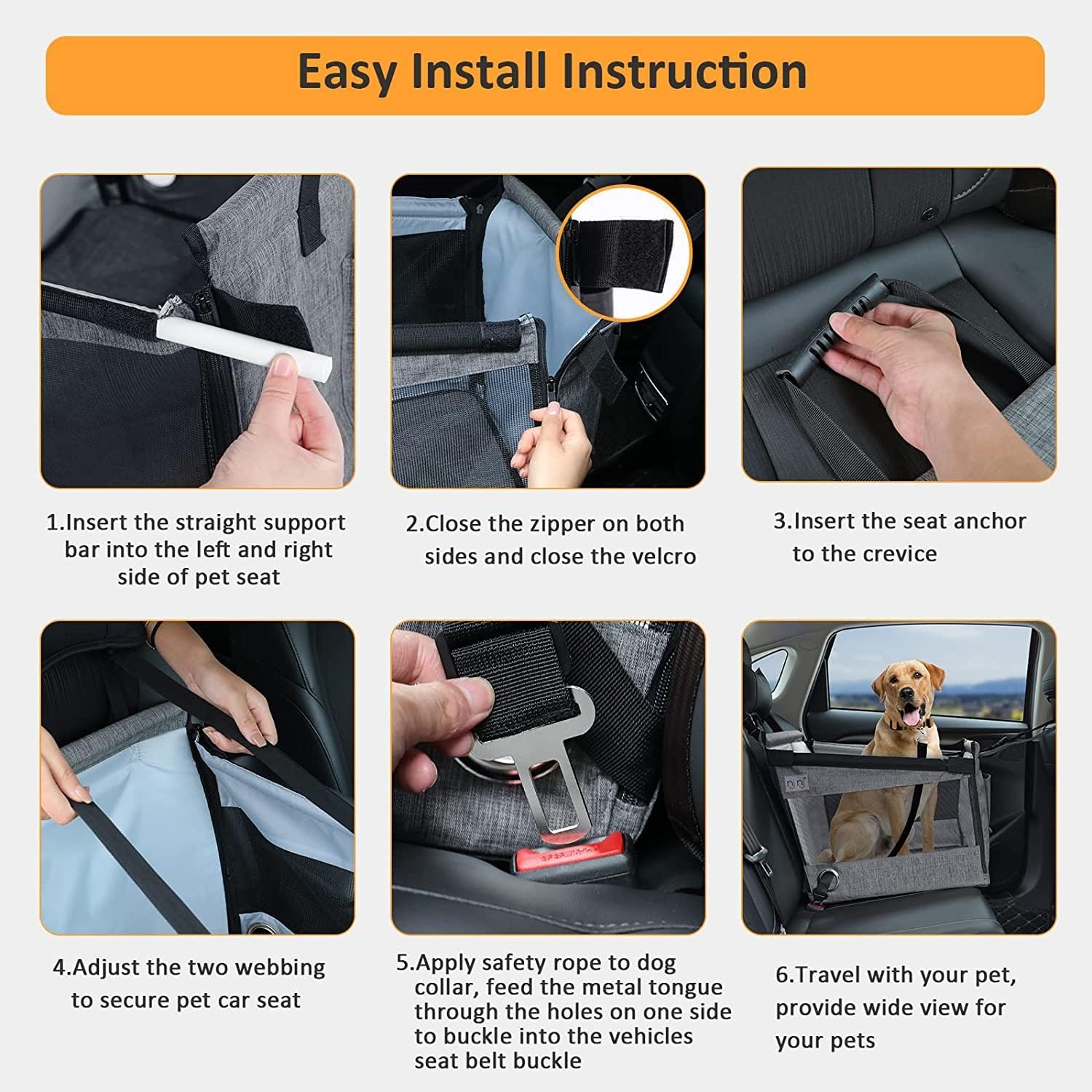 Portable Car Seat for Dogs and Cats – Waterproof and Spacious Design