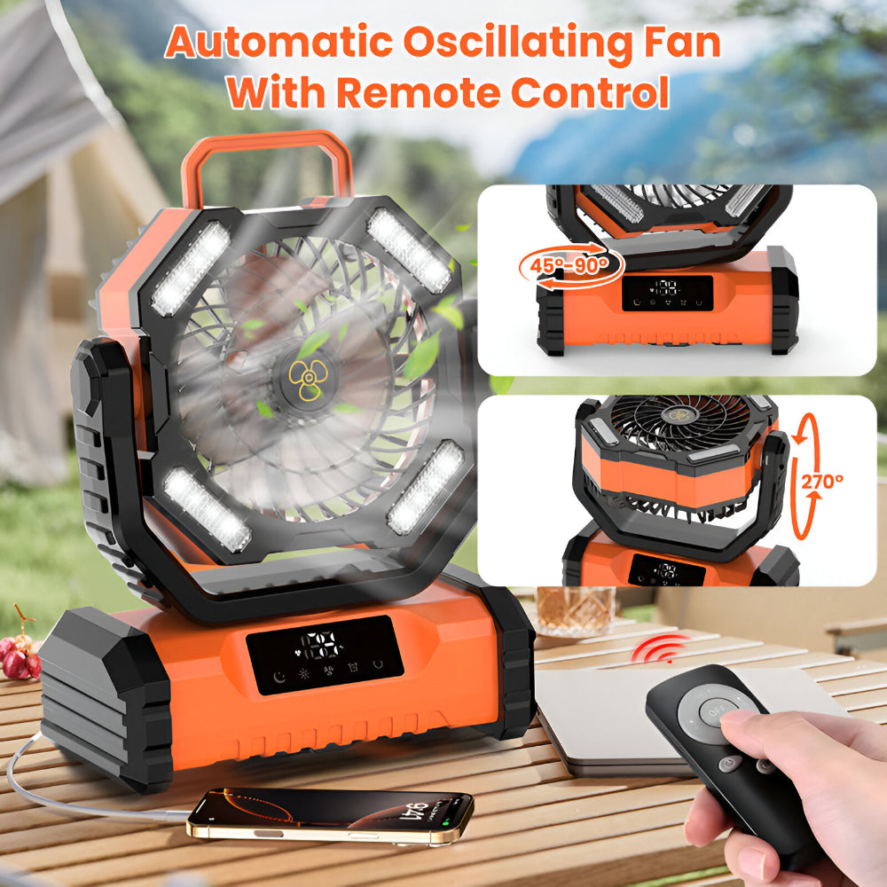 Versatile Rechargeable Fan with Oscillation & Remote Control