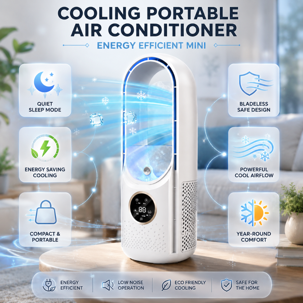 Compact Bladeless Air Conditioner – Energy-Saving Portable Cooling for Small Areas