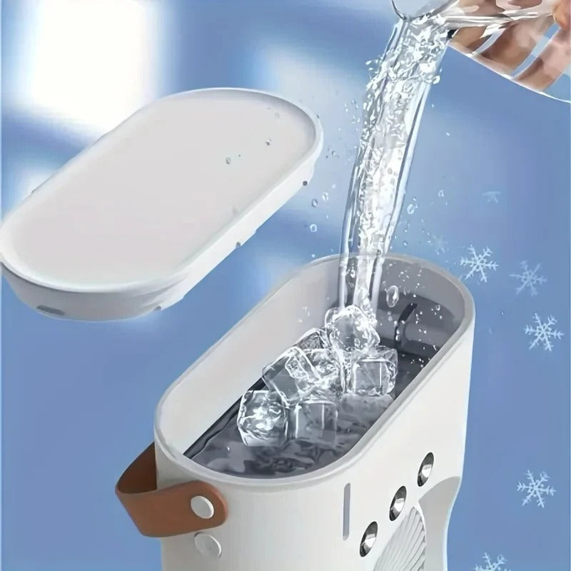 USB Rechargeable Personal Fan with Dual Head and Mist Spray Function