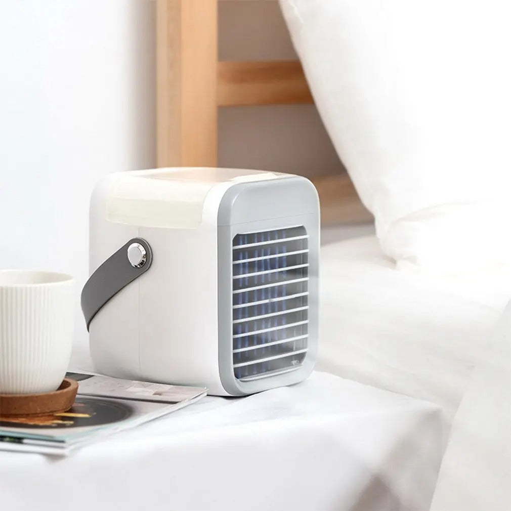 Compact USB Rechargeable Air Cooler Fan – 3-in-1 Cooling, Fan & Humidifier