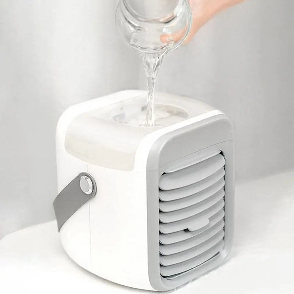 Compact USB Rechargeable Air Cooler Fan – 3-in-1 Cooling, Fan & Humidifier