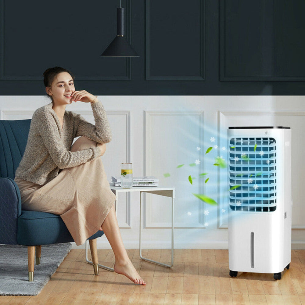 4-in-1 Evaporative Cooler with 12L Water Reservoir – Adjustable Airflow for Home