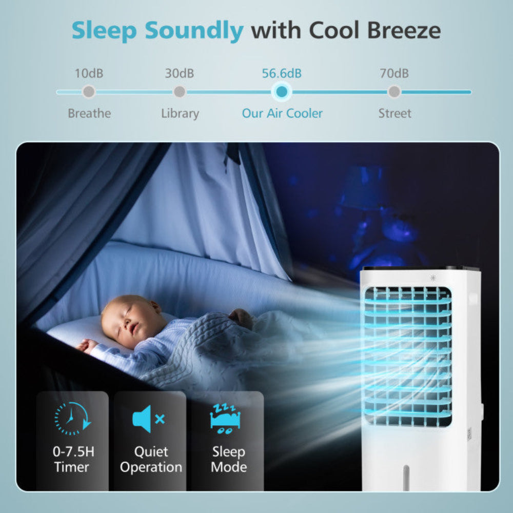 4-in-1 Evaporative Cooler with 12L Water Reservoir – Adjustable Airflow for Home
