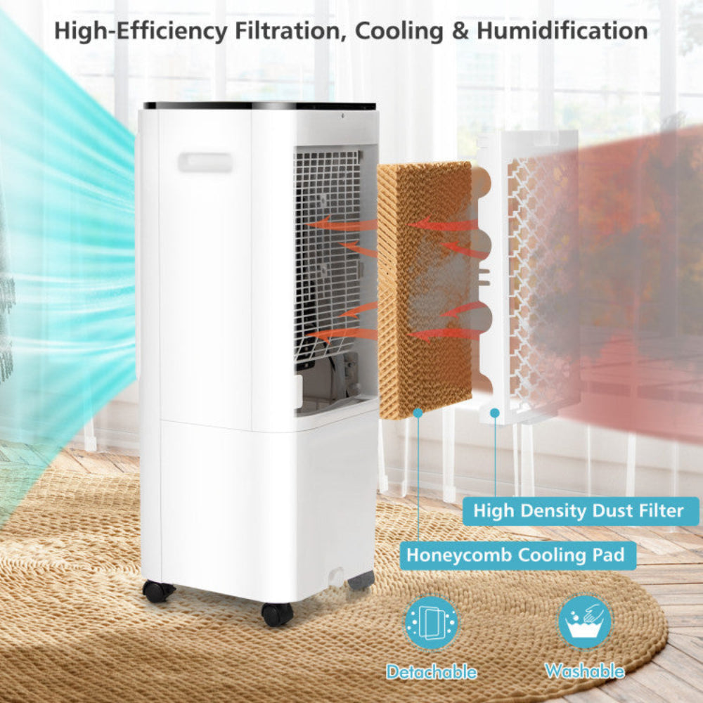 4-in-1 Evaporative Cooler with 12L Water Reservoir – Adjustable Airflow for Home