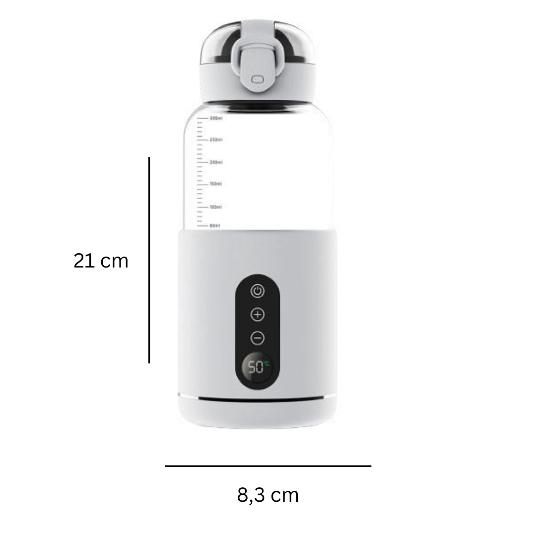 USB Baby Bottle Heating Device - 300ml Borosilicate Glass, 37–55°C, LED Display, 8 Hour