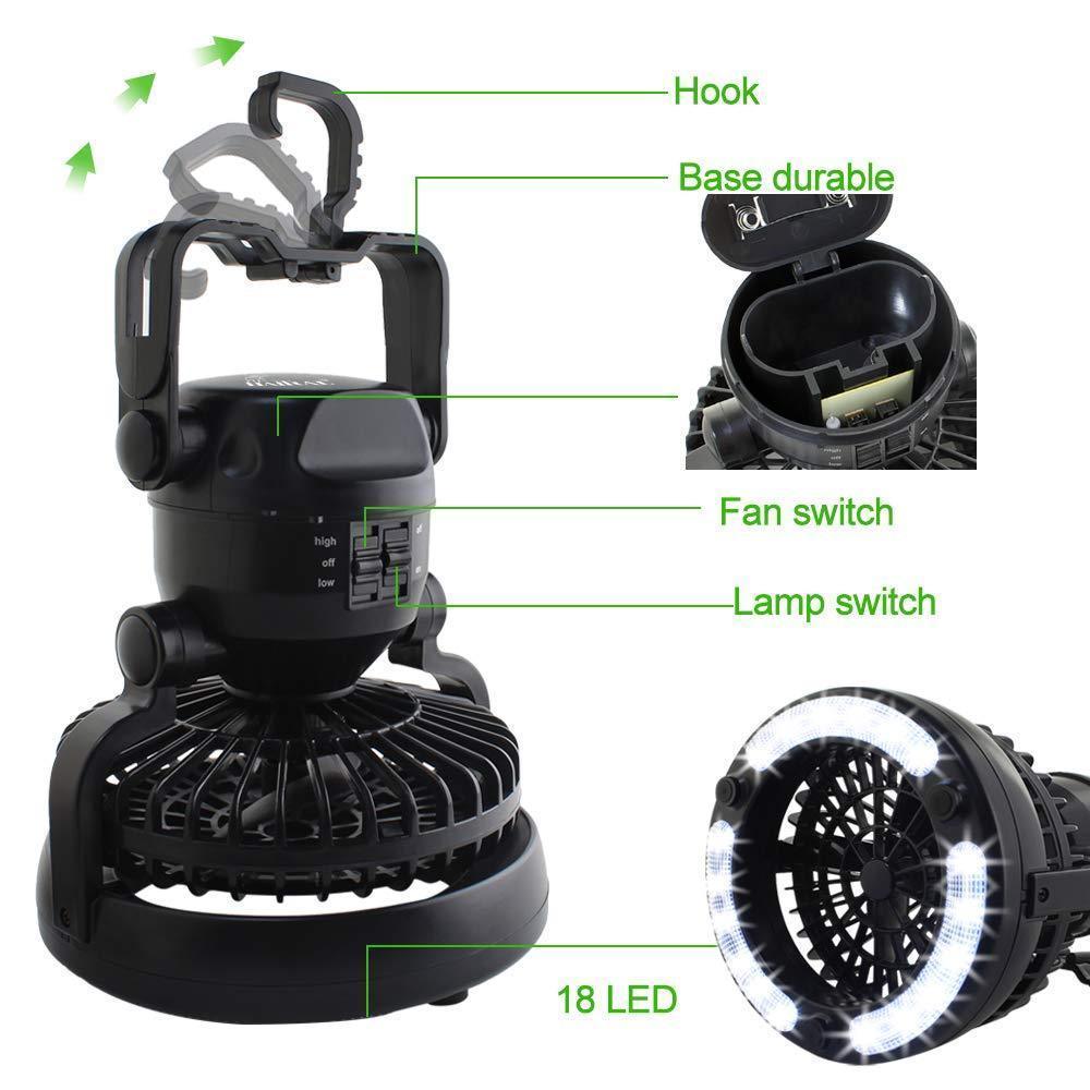 Lightweight Rechargeable Fan for Camping with LED Light – Portable Design