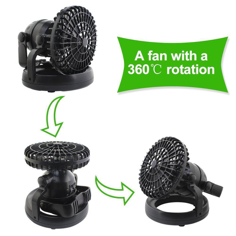 Lightweight Rechargeable Fan for Camping with LED Light – Portable Design