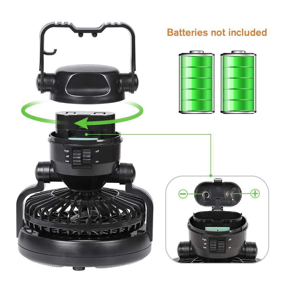 Lightweight Rechargeable Fan for Camping with LED Light – Portable Design
