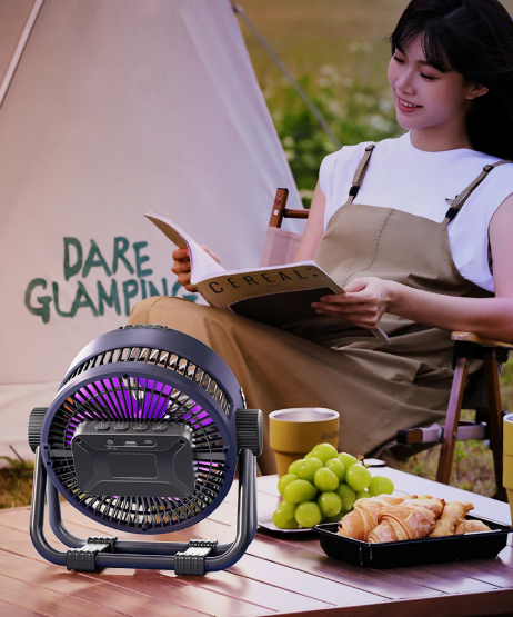 Rechargeable Camping Fan with LED Light and 20,000mAh Power Bank