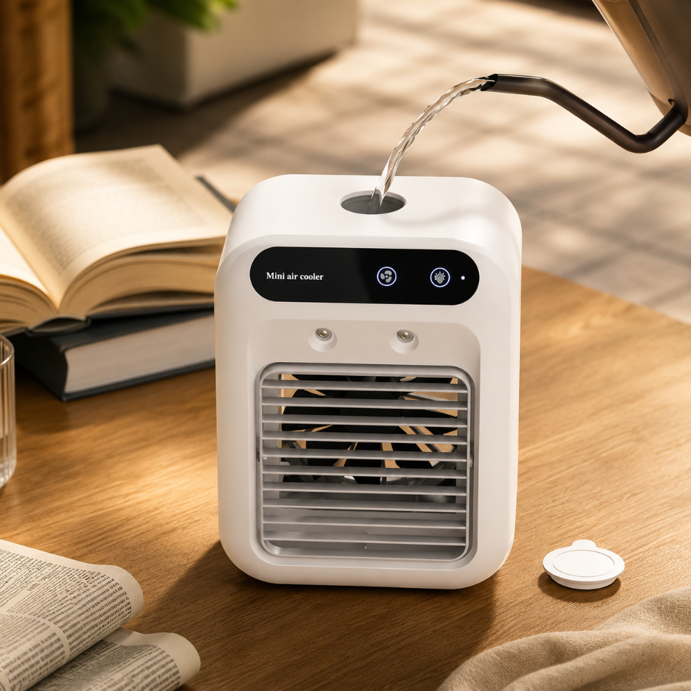 USB Rechargeable Personal Cooling Fan with Humidifier for Desktop Use