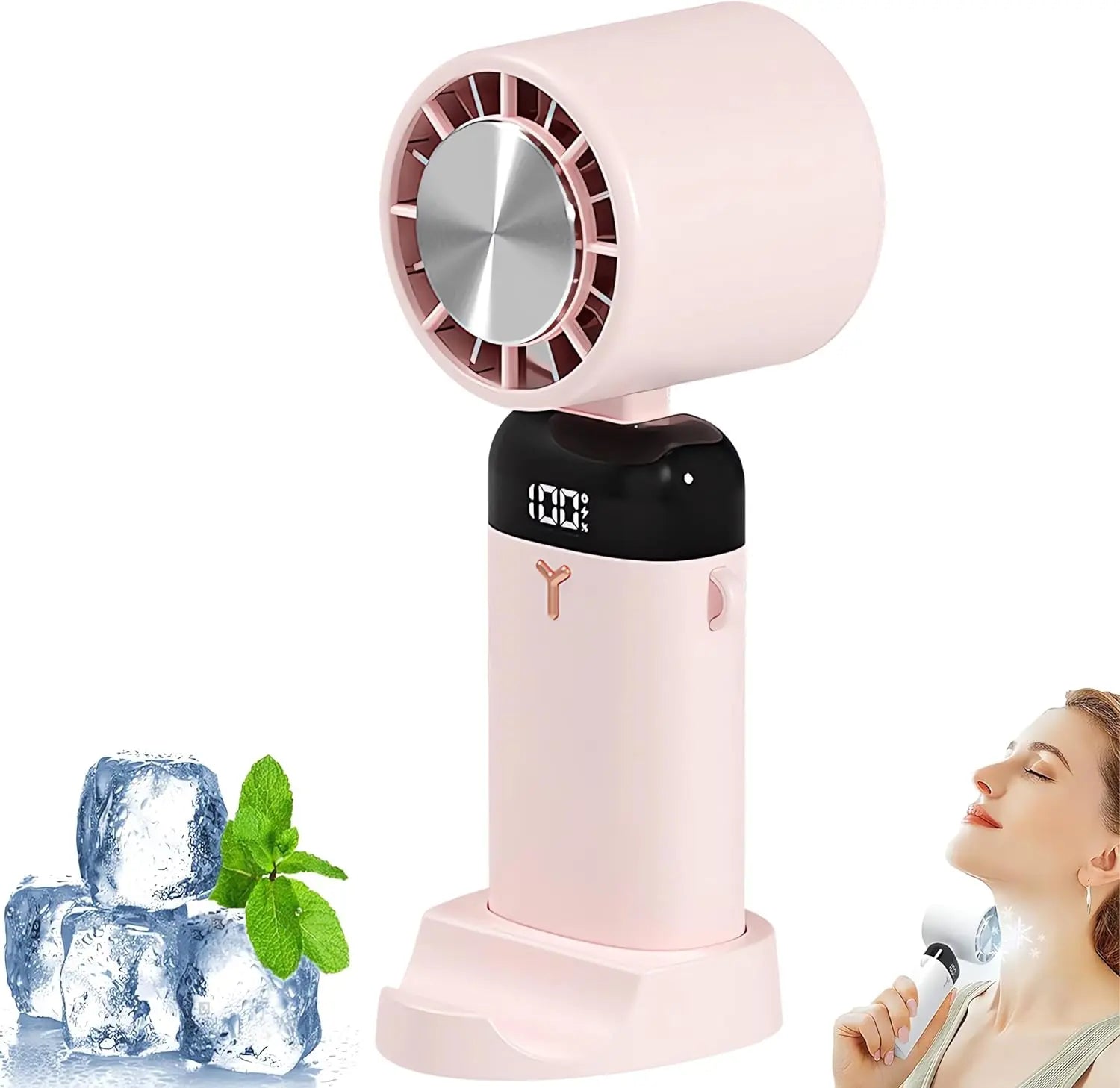 Compact Electric Fan with Ice Compression and 3 Speed Options for Cooling