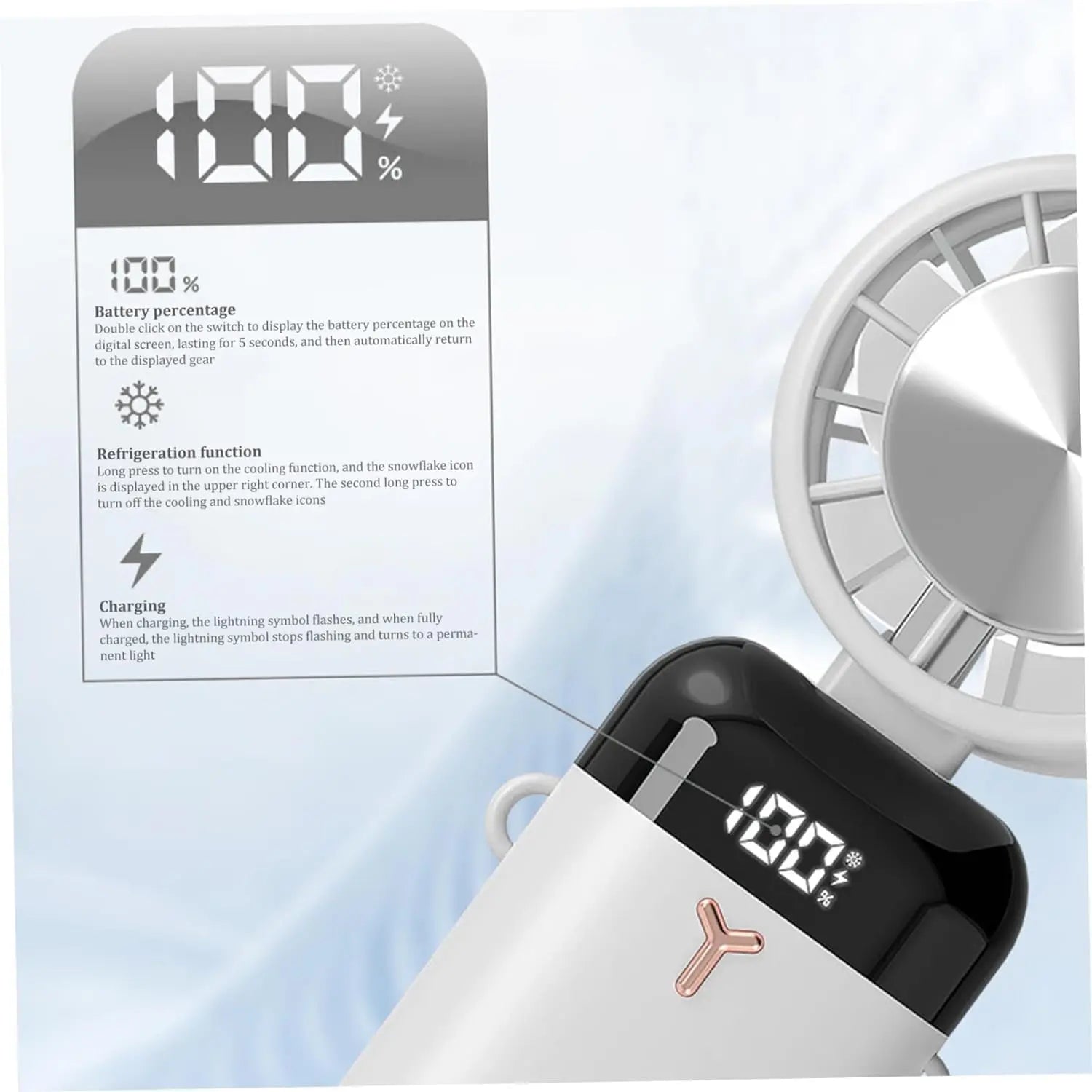 Compact Electric Fan with Ice Compression and 3 Speed Options for Cooling