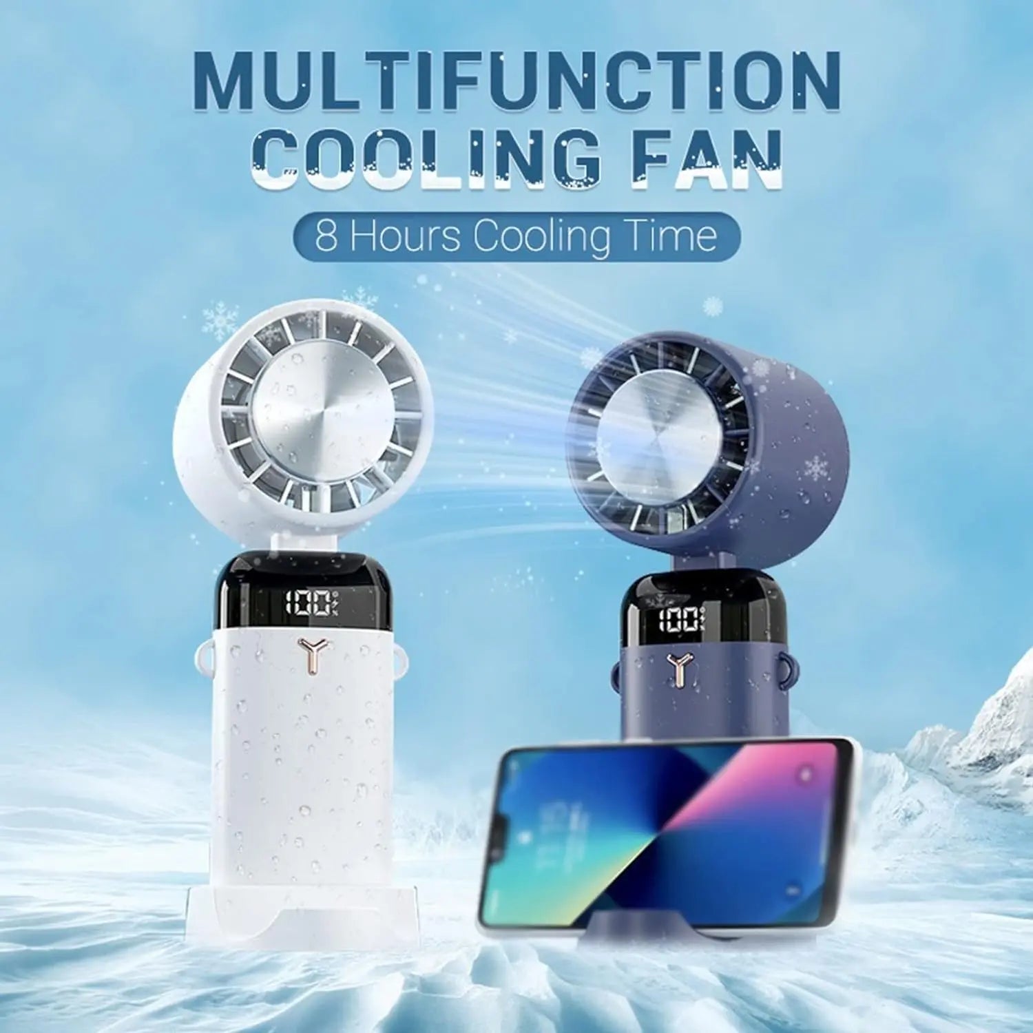 Compact Electric Fan with Ice Compression and 3 Speed Options for Cooling
