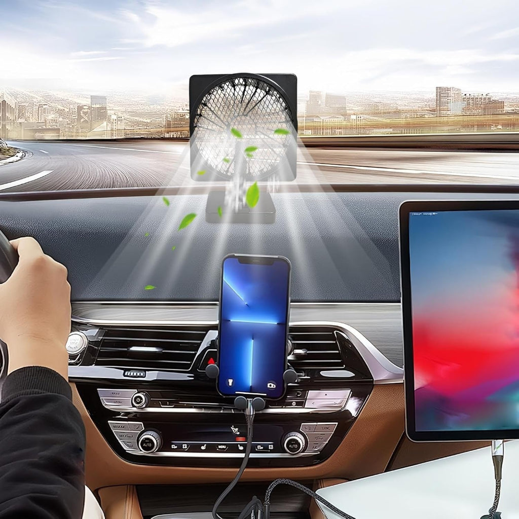 12V USB Car Fan – Portable Cooling Device with 360° Adjustable Angle