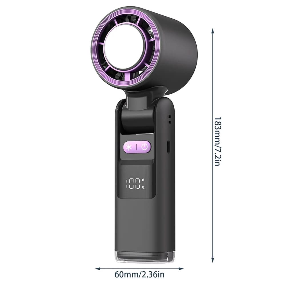 Compact Handheld Fan with 100 Speed Options & Digital Screen for Travel