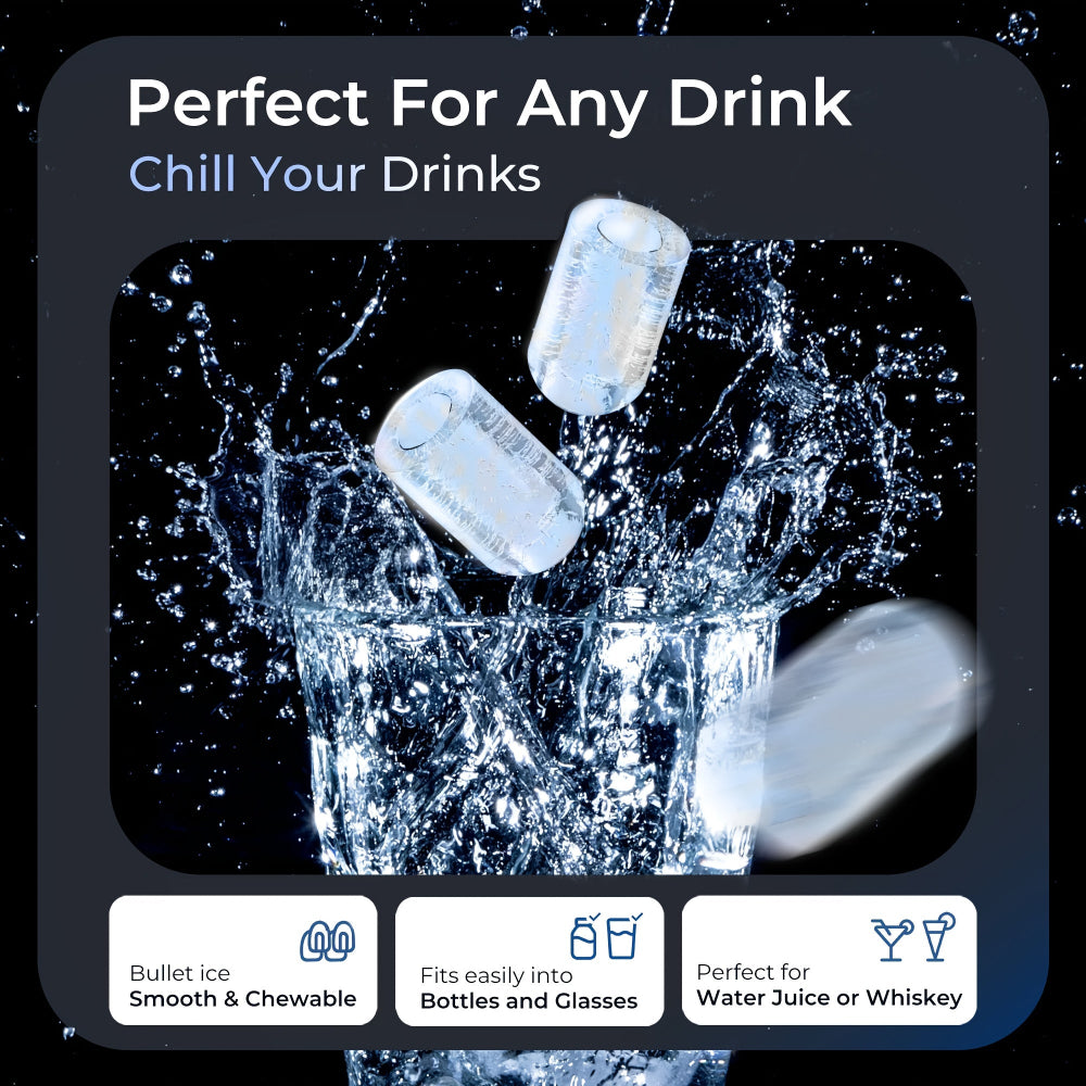 Countertop Ice Maker - Compact Portable Bullet Ice Machine for Home & Outdoors